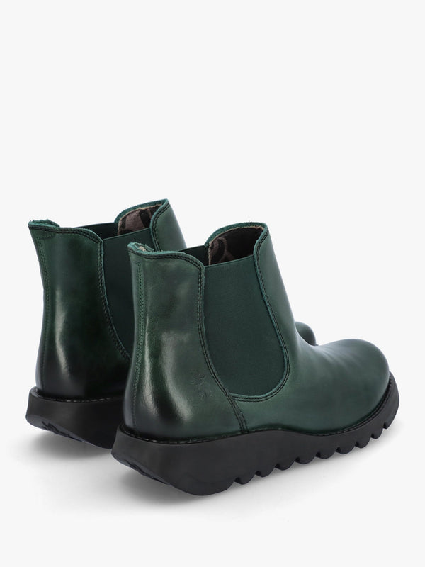 Salv Petrol Rug Leather Wedge Chelsea Boots