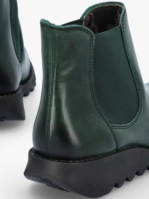 Salv Petrol Rug Leather Wedge Chelsea Boots