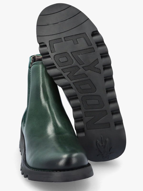 Salv Petrol Rug Leather Wedge Chelsea Boots