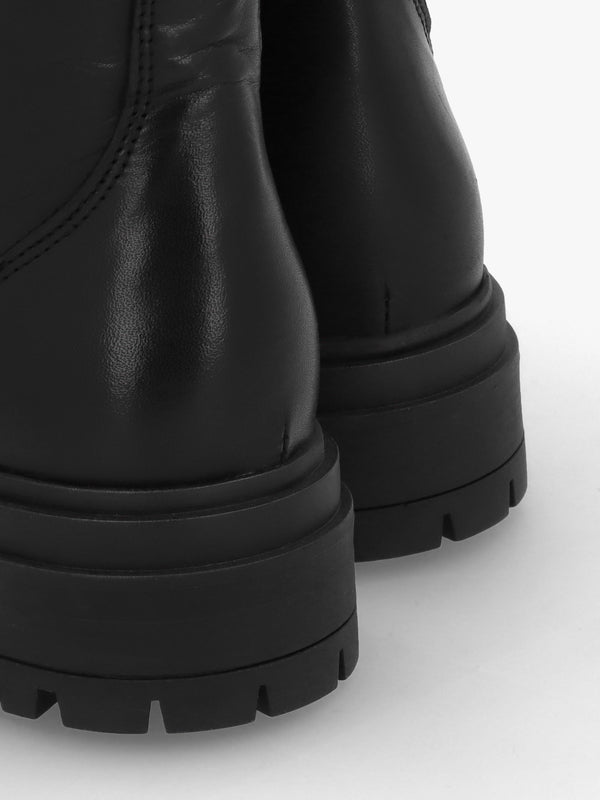 Izippe Black Leather Front Zip Ankle Boots