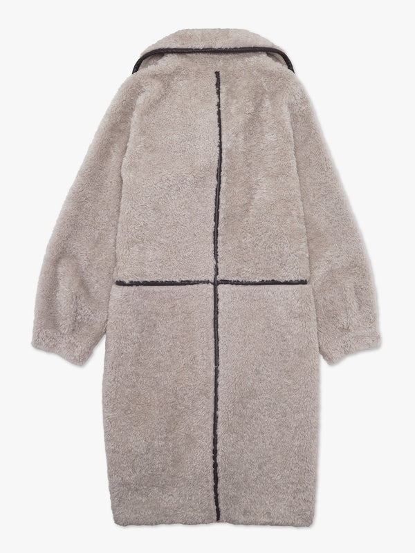 Tilda Beige Shearling Style Longline Coat