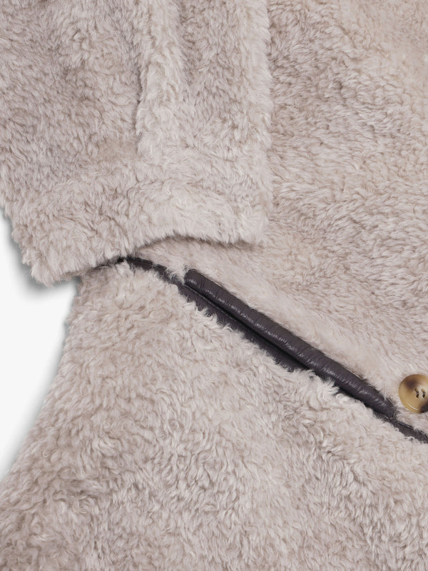 Tilda Beige Shearling Style Longline Coat