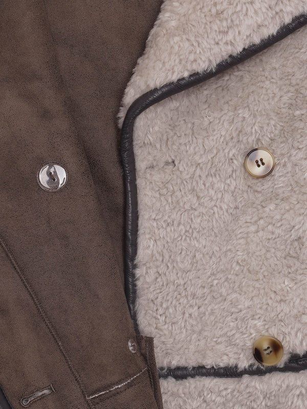Tilda Beige Shearling Style Longline Coat