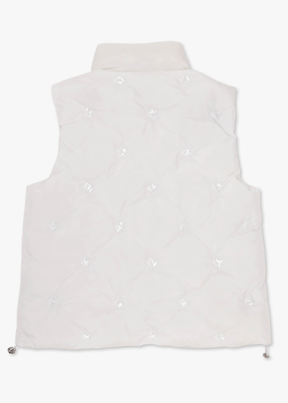 White Quilted Sequin Embellished Gillet