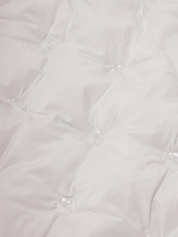 White Quilted Sequin Embellished Gillet