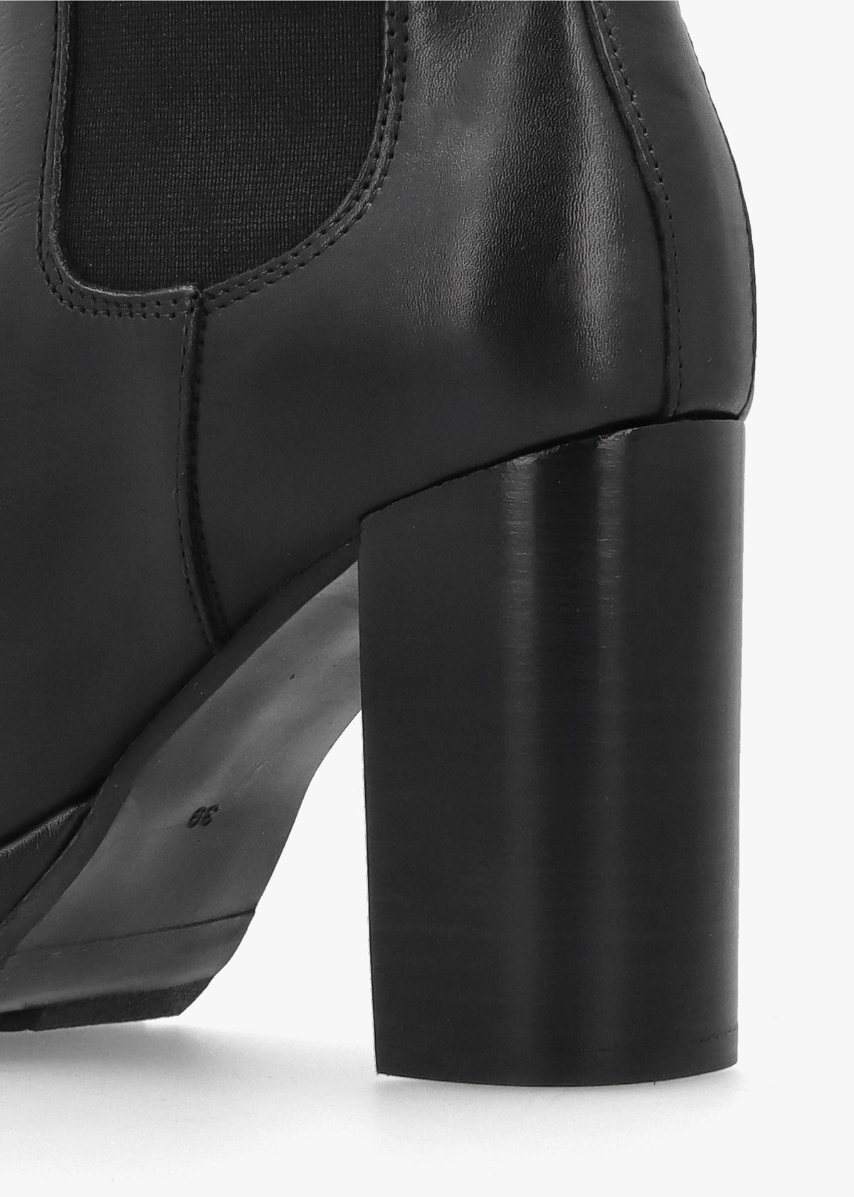 Thea Black Leather High Block Heel Platform Chelsea Boots