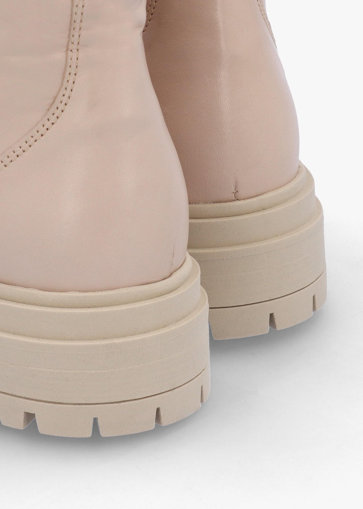 Izippe Cream Leather Front Zip Ankle Boots