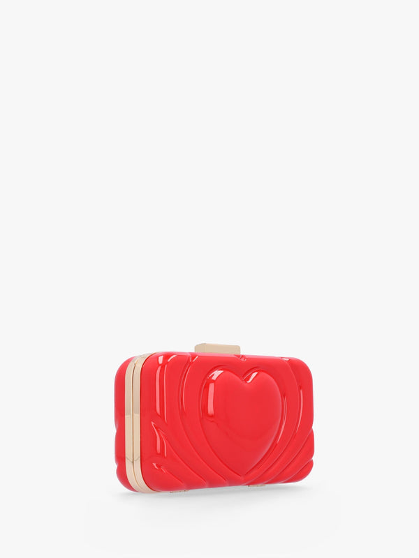 Perspex Heart Rosso Clutch Bag