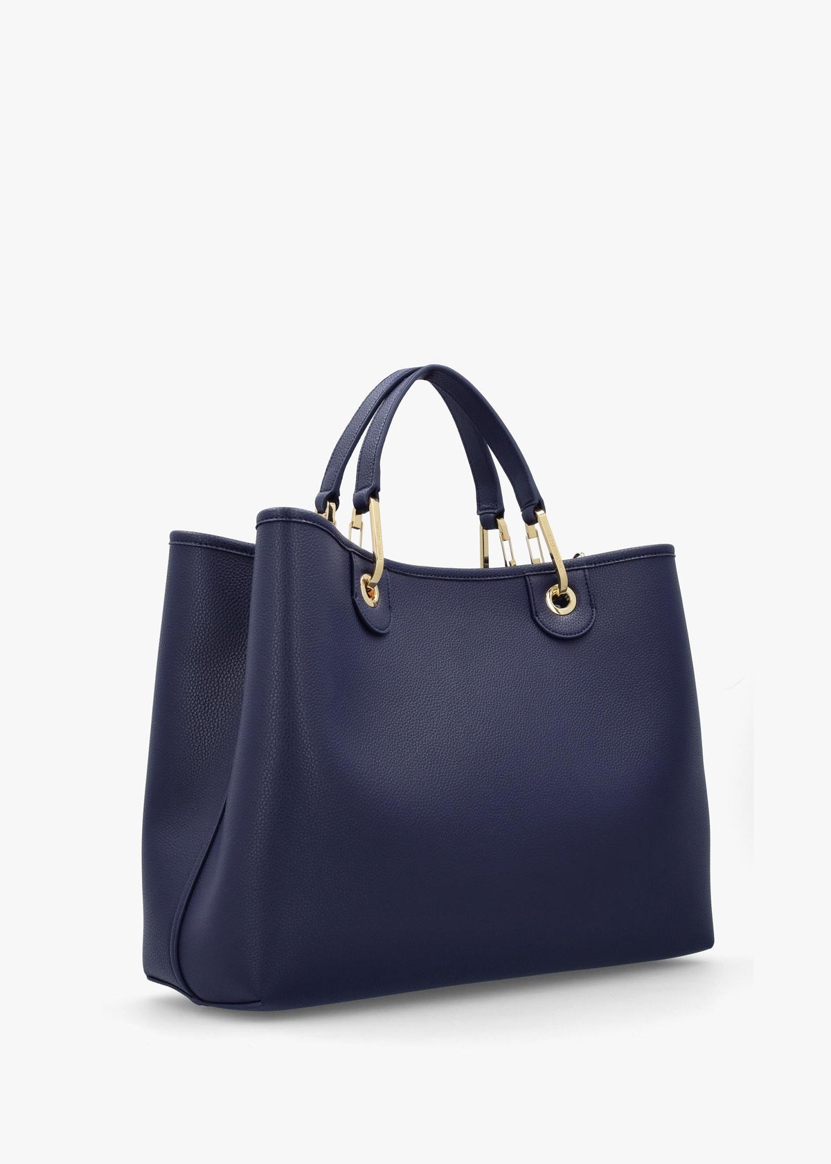 Navy Pebbled Shopper With Pouch
