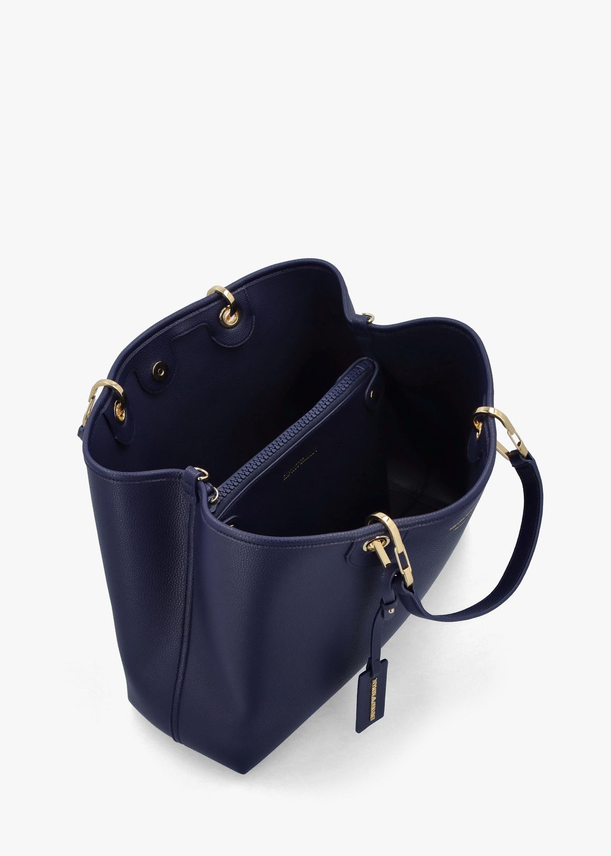 Navy Pebbled Shopper With Pouch