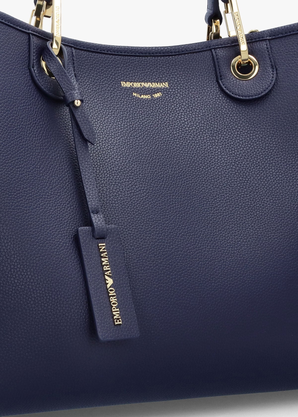 Navy Pebbled Shopper With Pouch