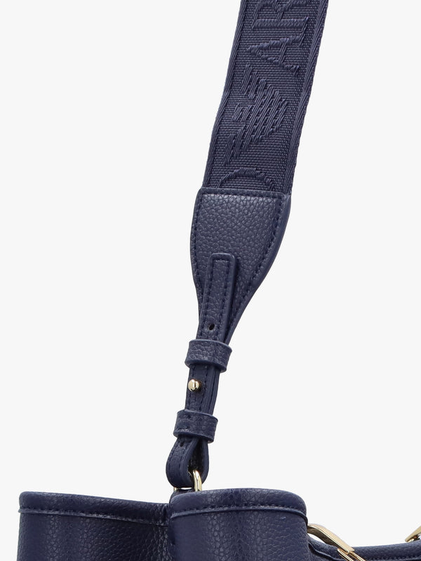 Navy Pebbled Shopper With Pouch