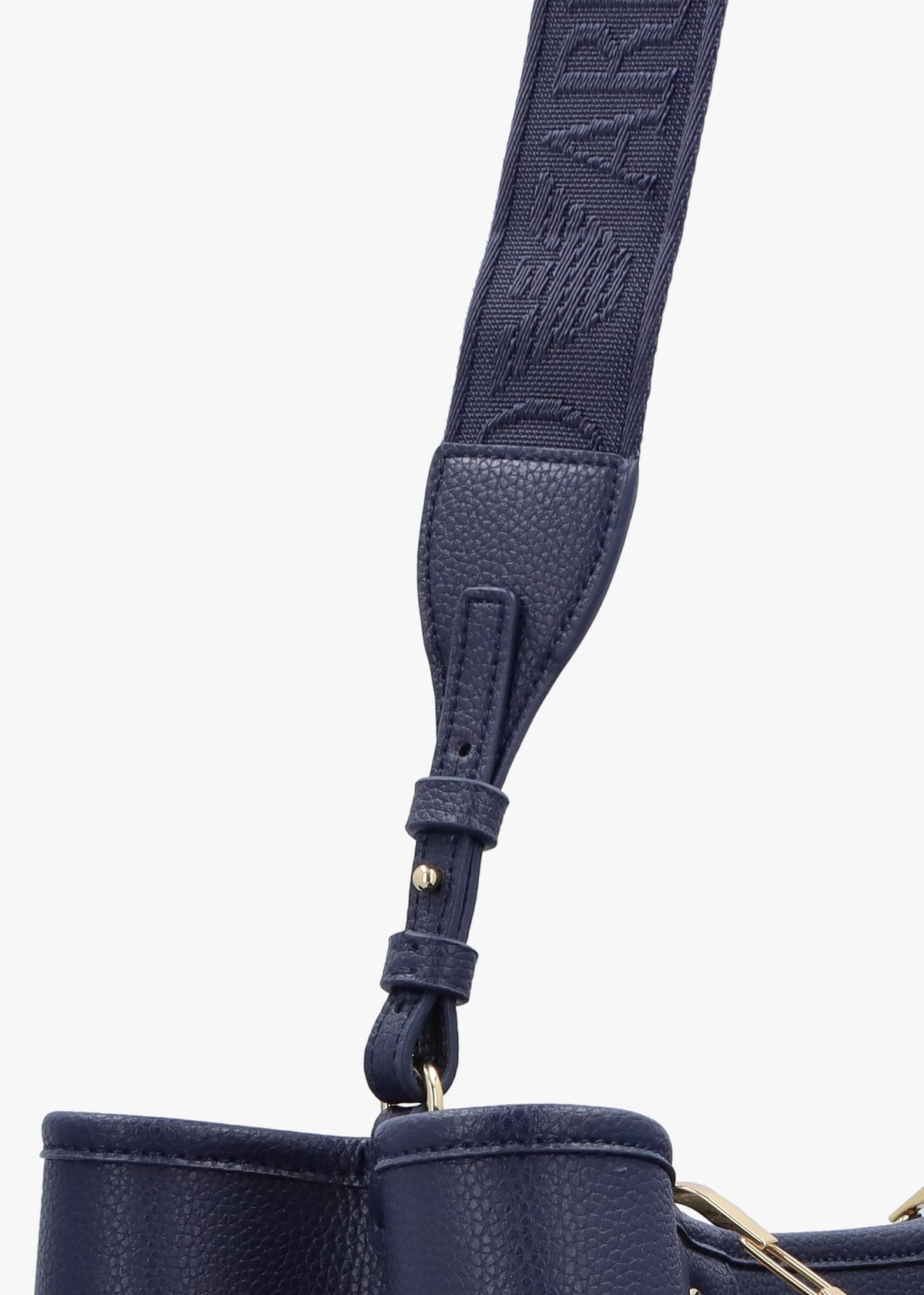Navy Pebbled Shopper With Pouch
