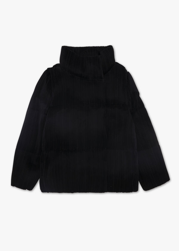 Black Pleated Puffa Jacket
