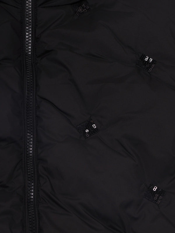 Black Quilted Sequin Embellished Gillet