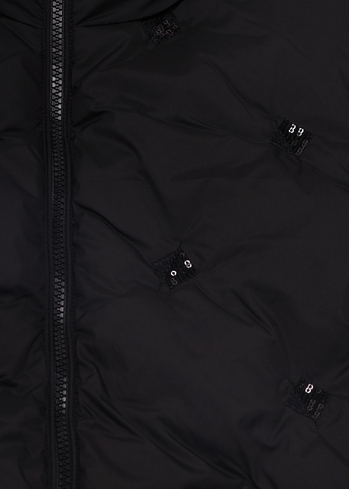 Black Quilted Sequin Embellished Gillet