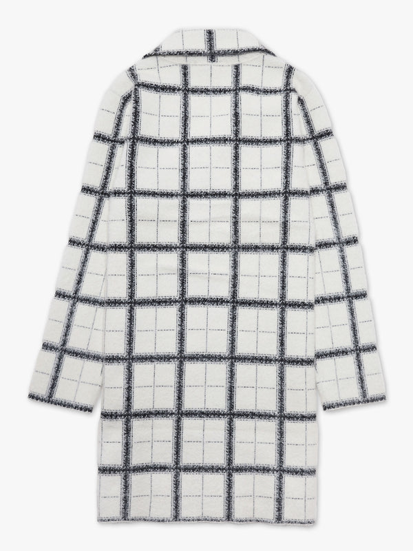 White & Black Checked Duster Coat