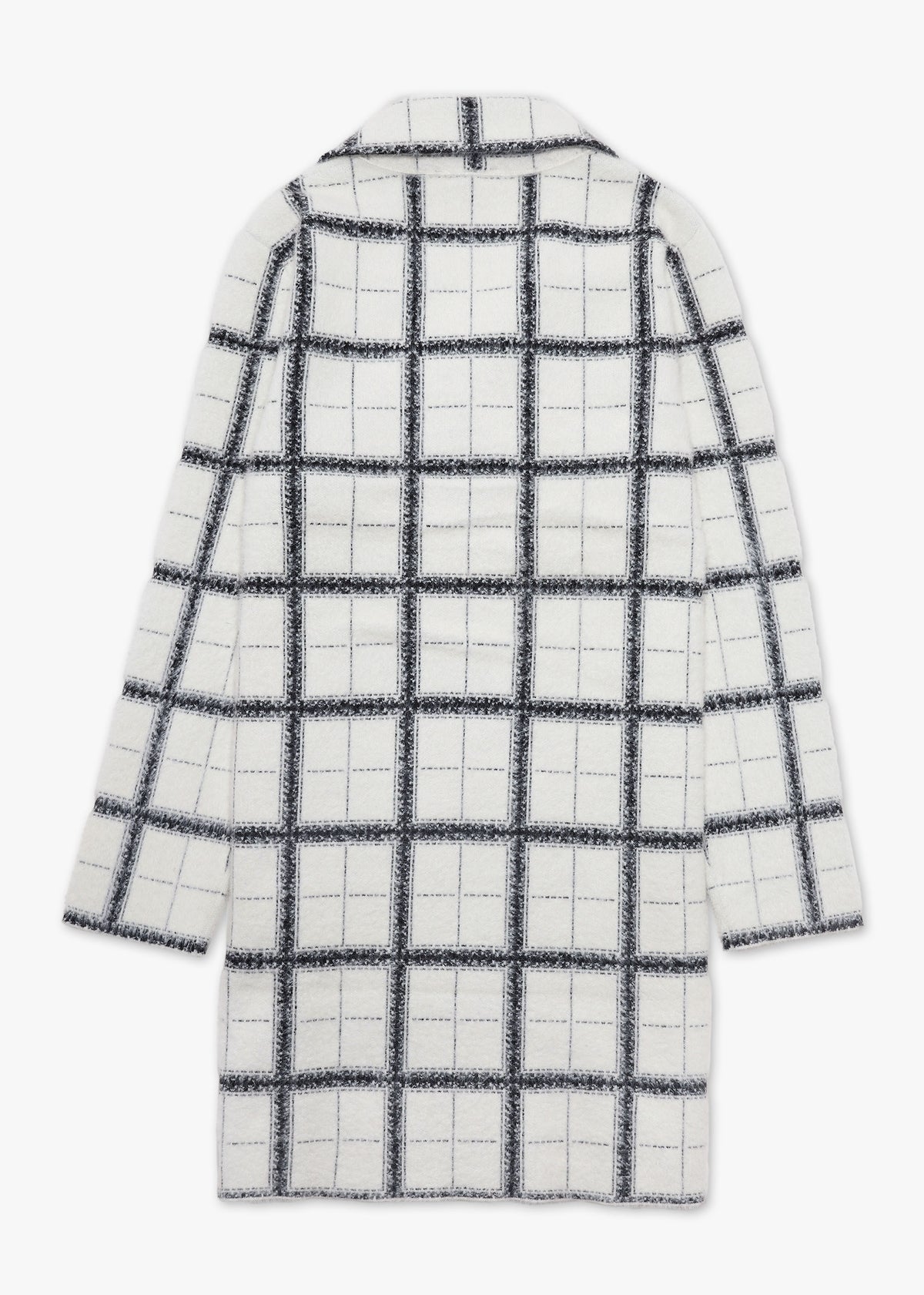 White & Black Checked Duster Coat