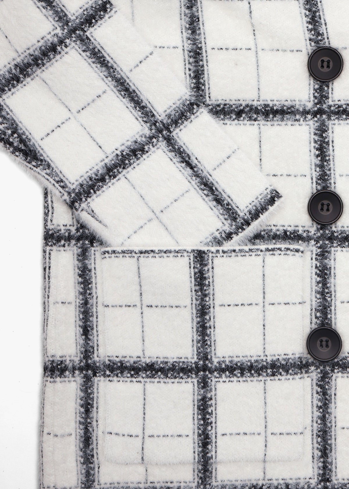 White & Black Checked Duster Coat