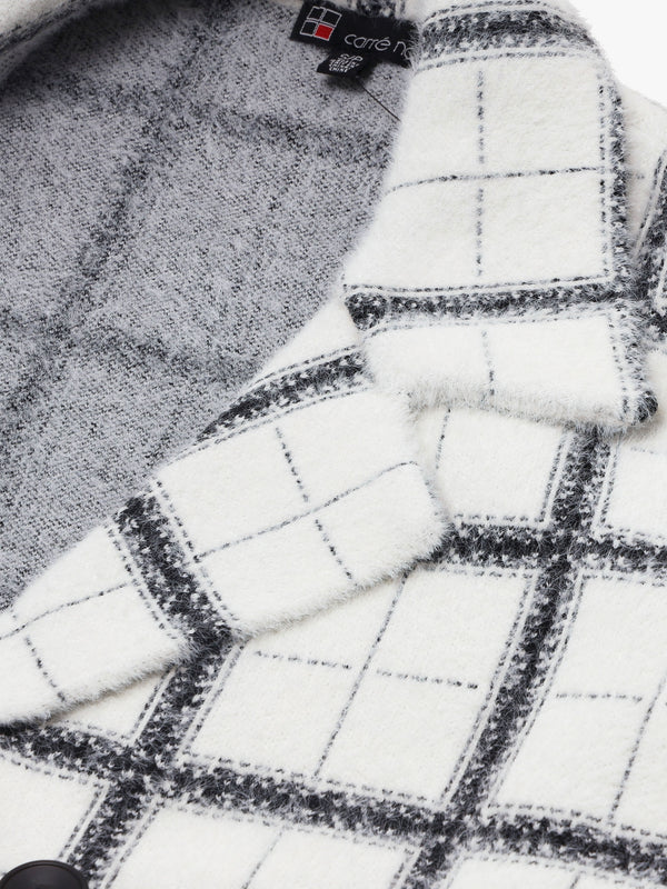 White & Black Checked Duster Coat