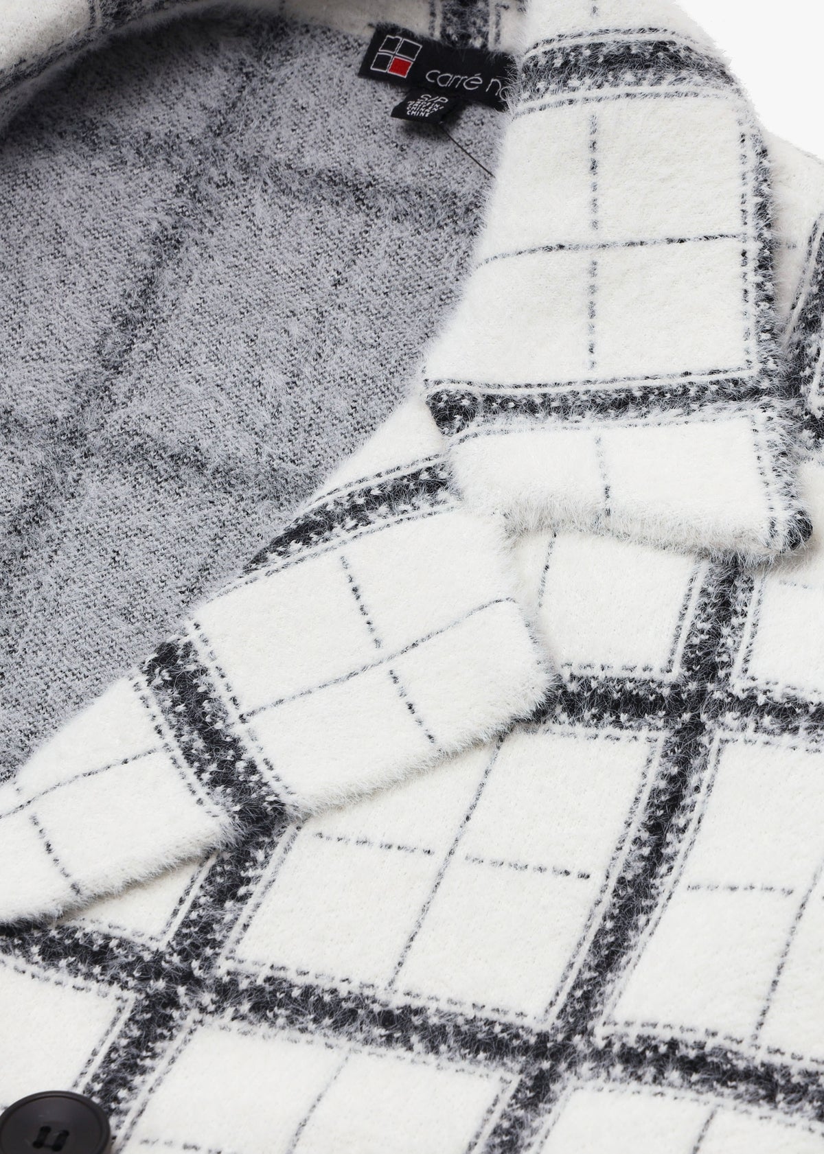 White & Black Checked Duster Coat