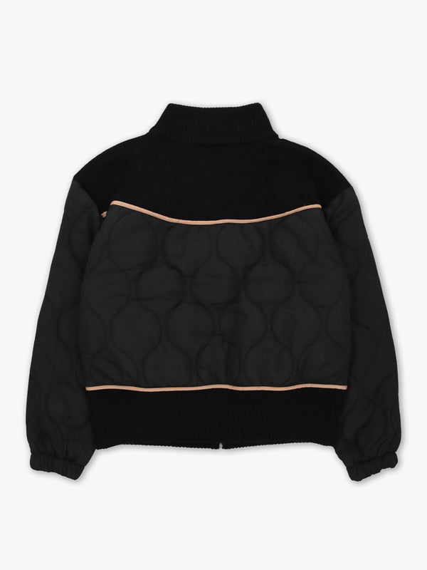 Black Quilted Bomber Jacket