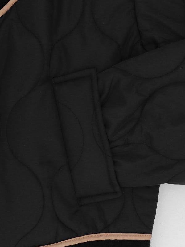 Black Quilted Bomber Jacket