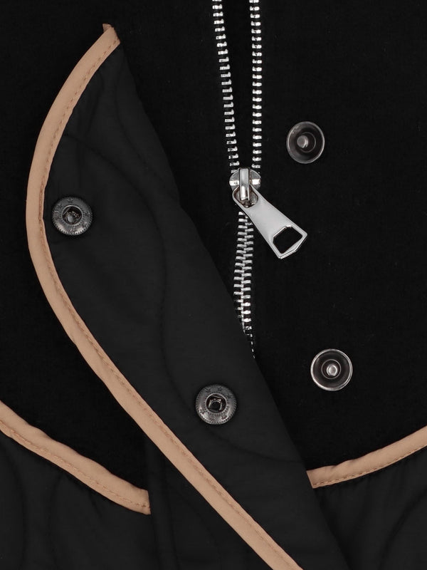 Black Quilted Bomber Jacket