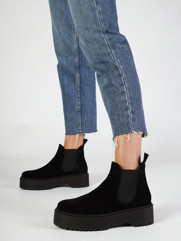 Lassi Black Suede Chunky Chelsea Boots