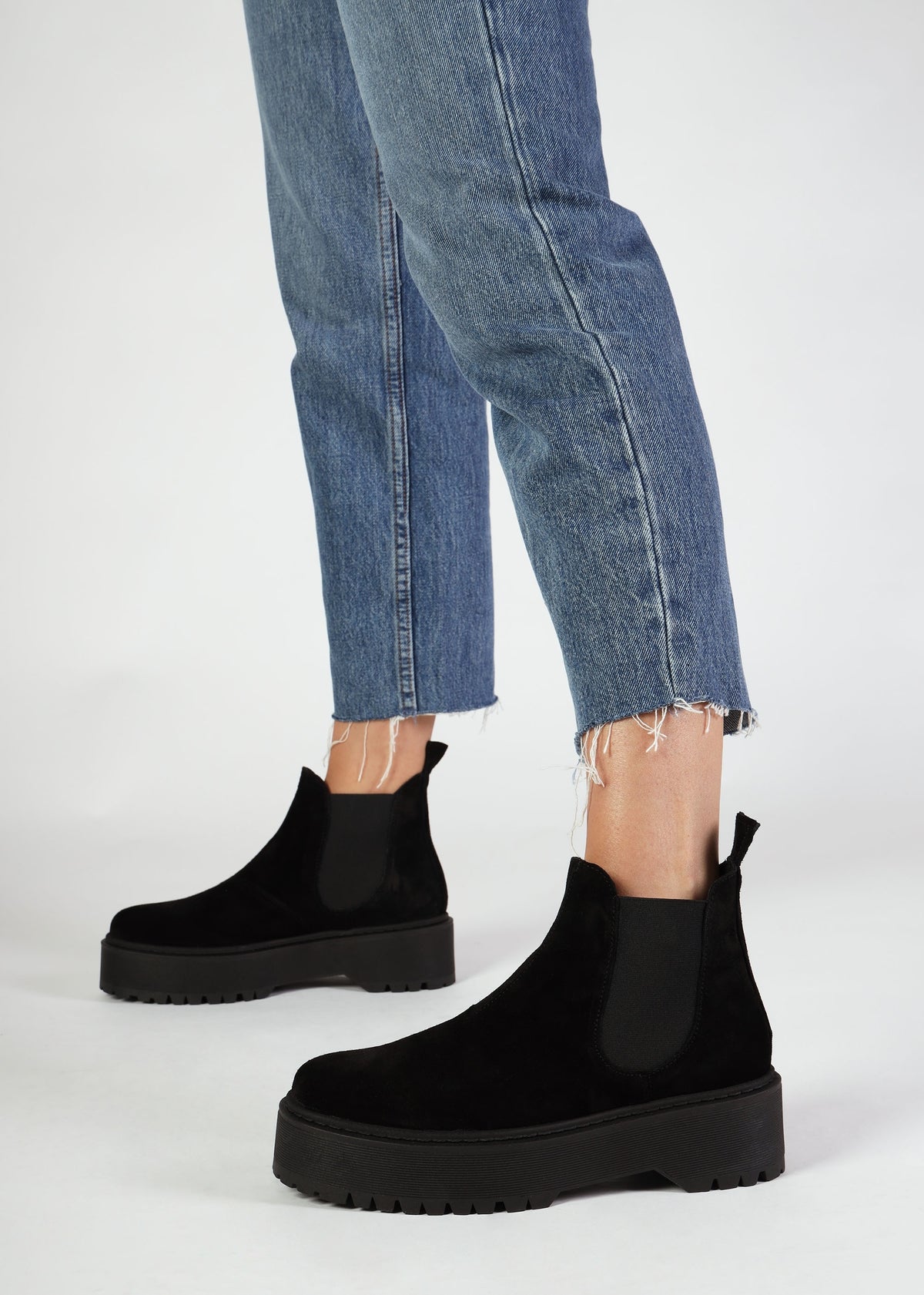 Lassi Black Suede Chunky Chelsea Boots