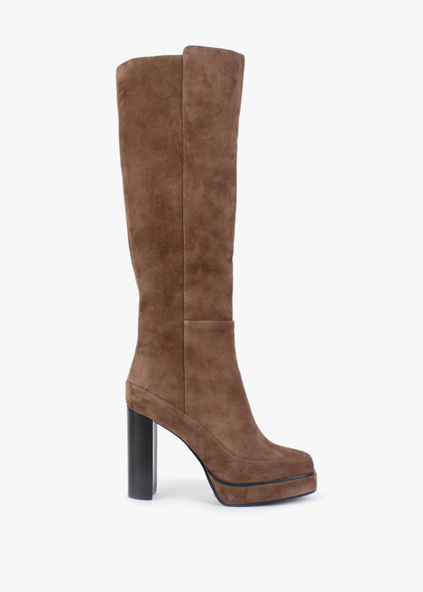 Sippy Tan Suede Platform Knee Boots