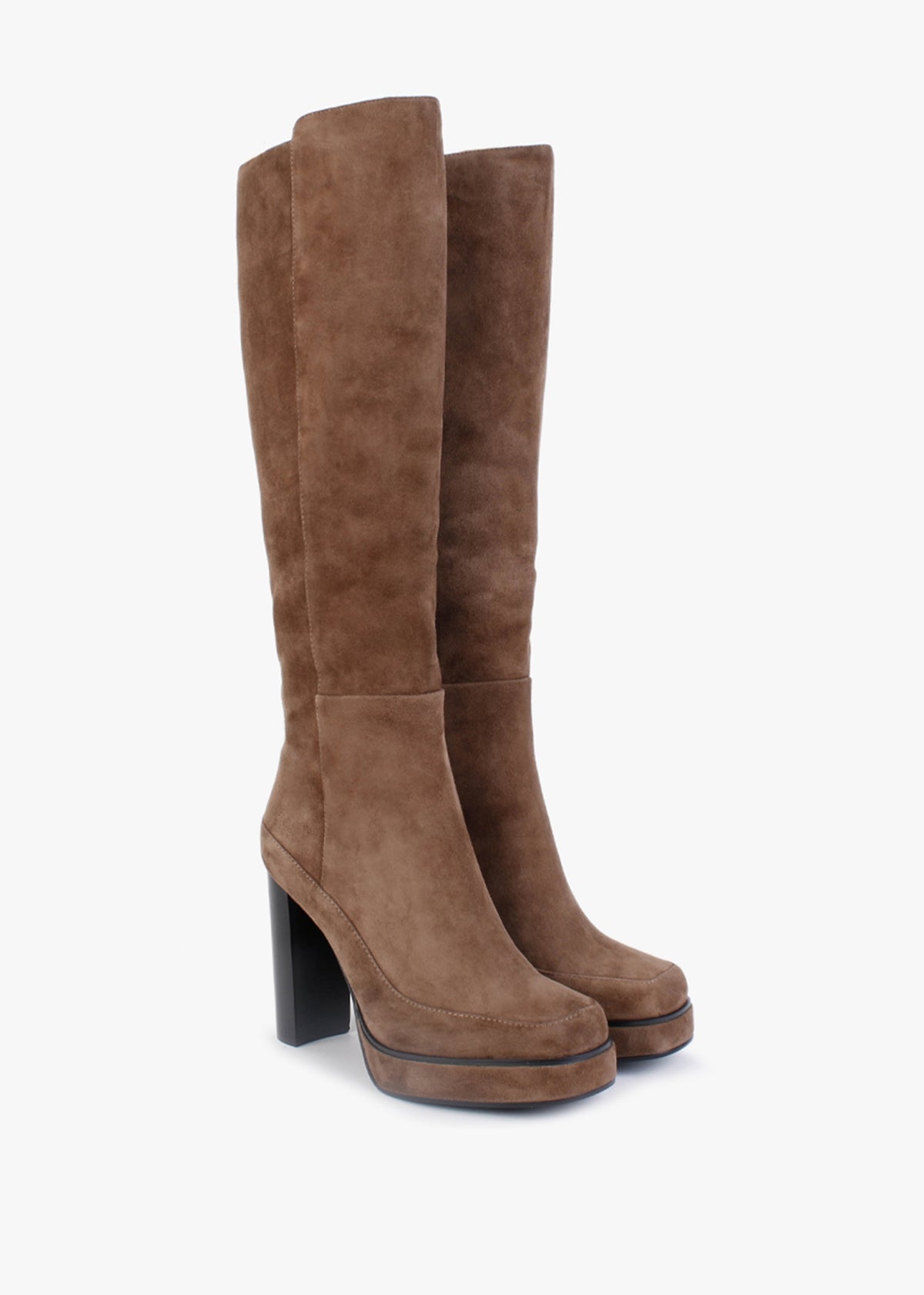 Sippy Tan Suede Platform Knee Boots