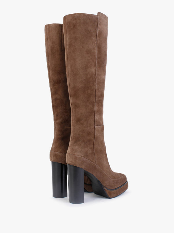 Sippy Tan Suede Platform Knee Boots