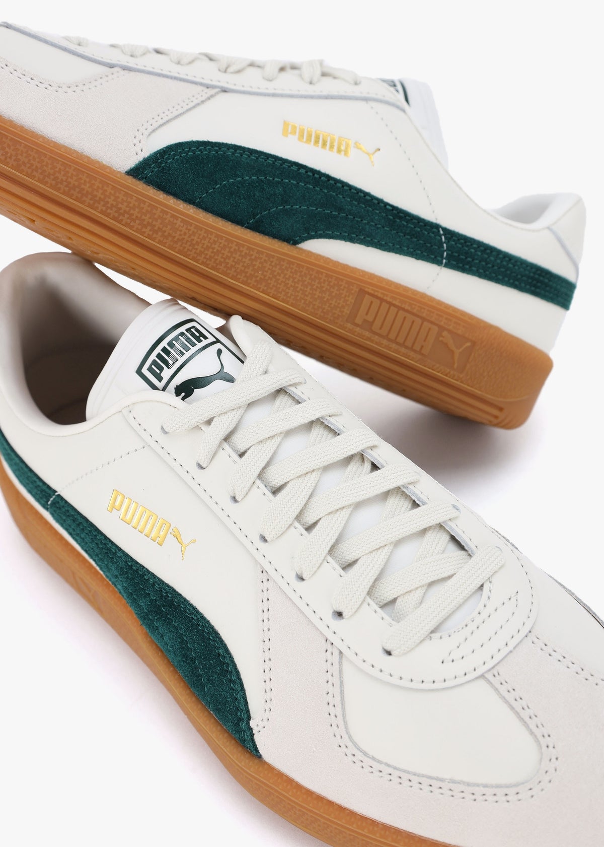 Men’s Army Warm White Dark Myrtle Leather Trainers