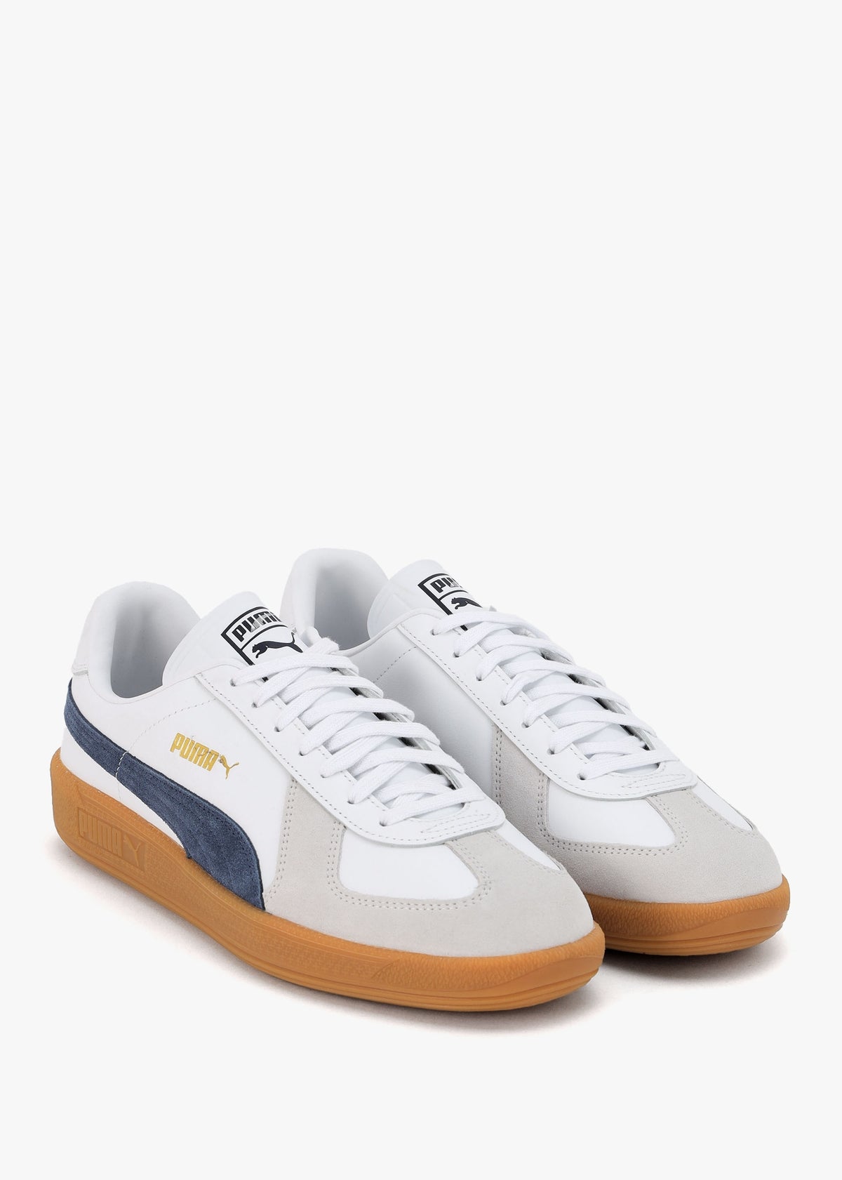 Men’s Army White Club Navy Leather Trainers