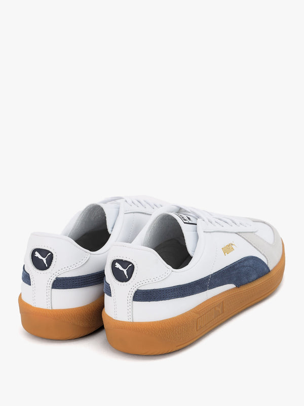 Men’s Army White Club Navy Leather Trainers