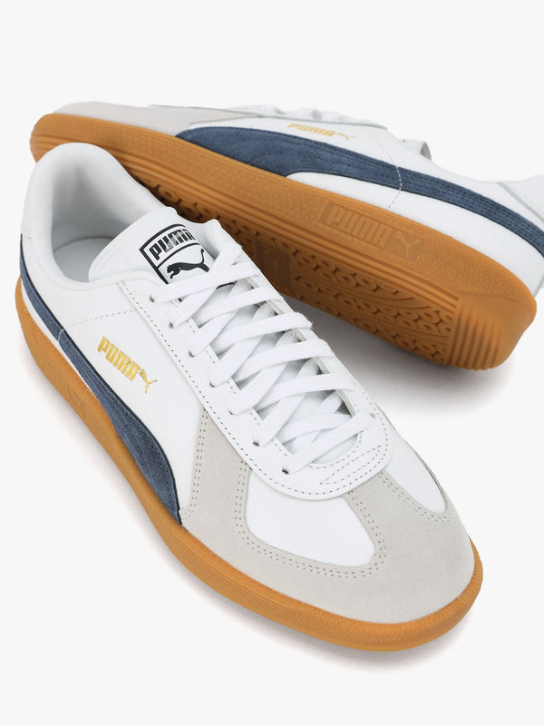 Men’s Army White Club Navy Leather Trainers