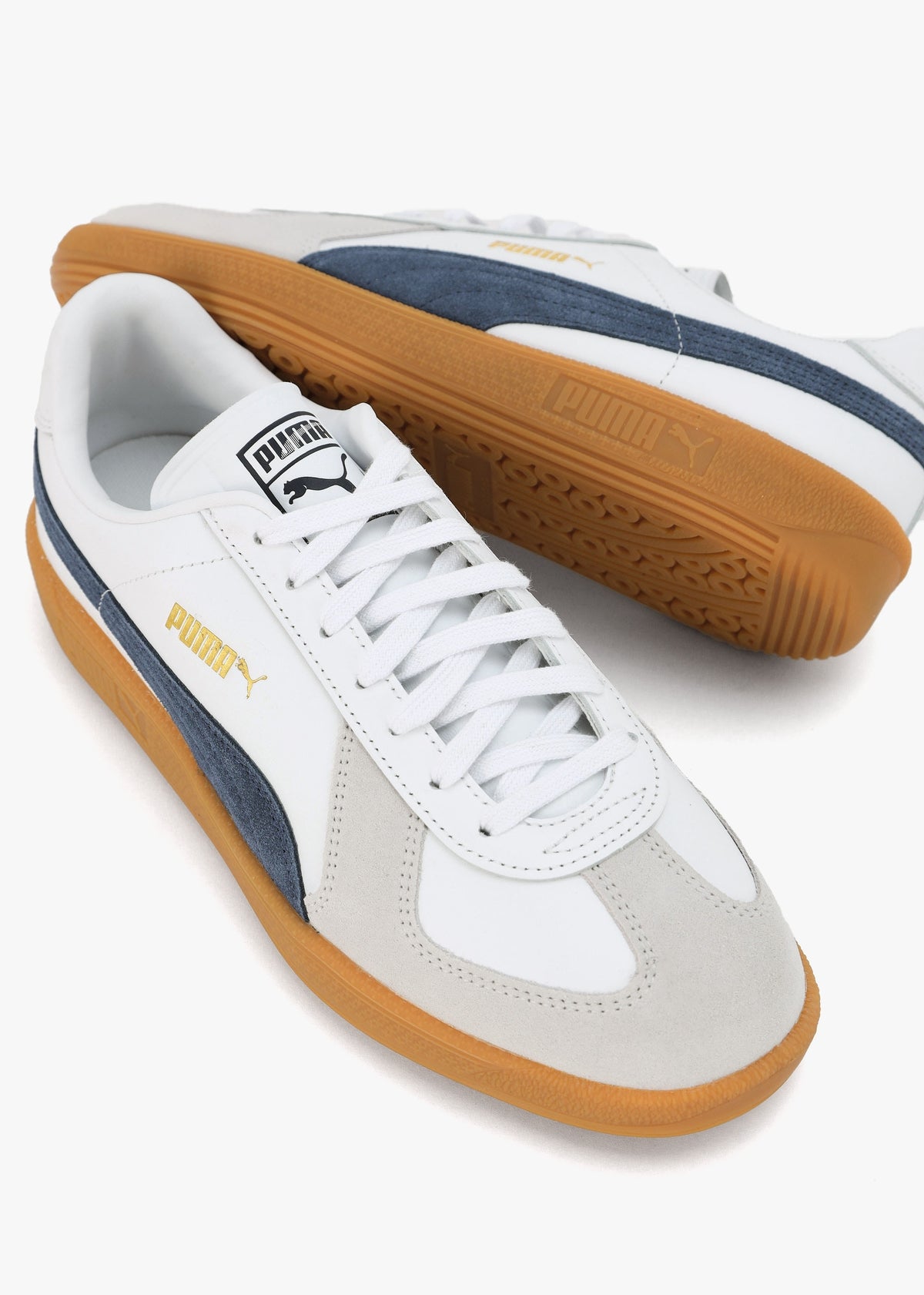 Men’s Army White Club Navy Leather Trainers