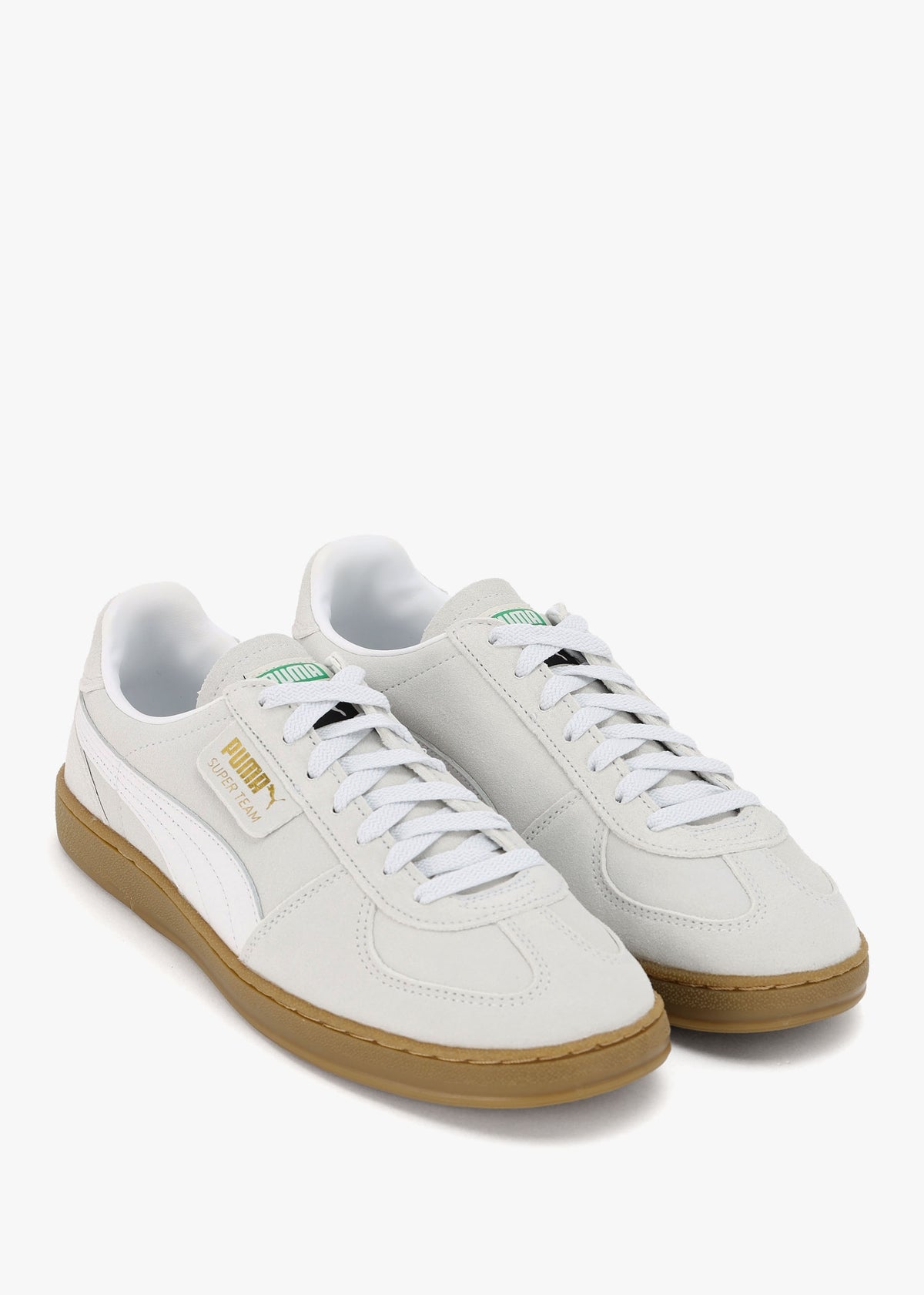 Men's Super Team Silver Mist Puma White Suede Trainers