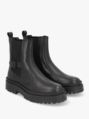 Milla Black Leather Chunky Chelsea Boots