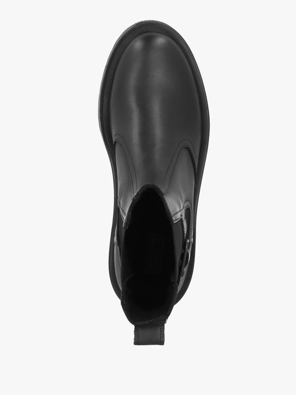 Milla Black Leather Chunky Chelsea Boots