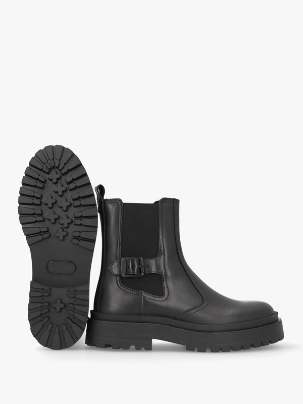 Milla Black Leather Chunky Chelsea Boots