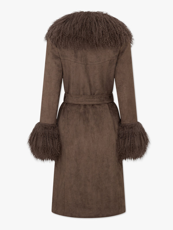 Penny II 70’s Greige Mongolian Lambswool Longline Coat