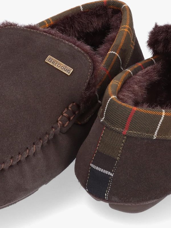 Men's Montry Brown Suede Moccasin Slippers