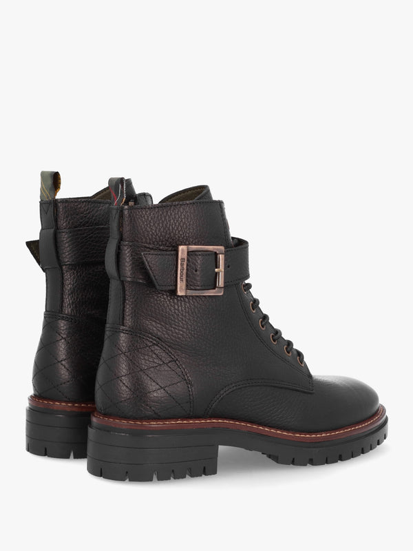 Heidi Black Pebbled Leather Camando Ankle Boots