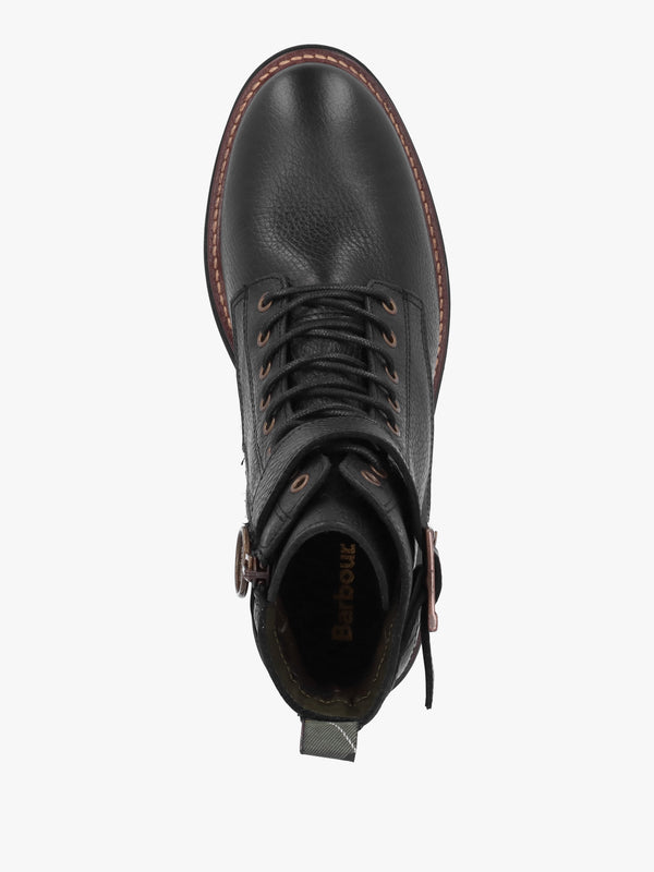 Heidi Black Pebbled Leather Camando Ankle Boots