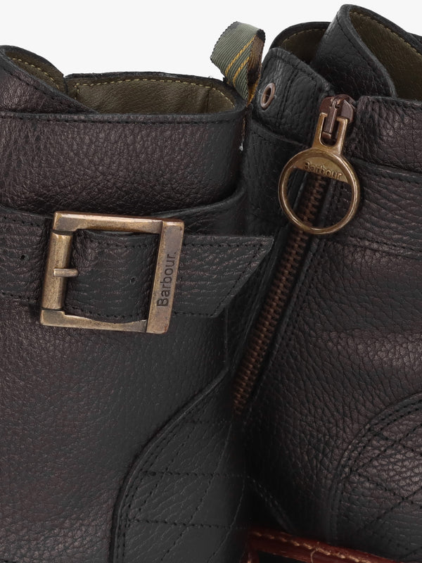Heidi Black Pebbled Leather Camando Ankle Boots