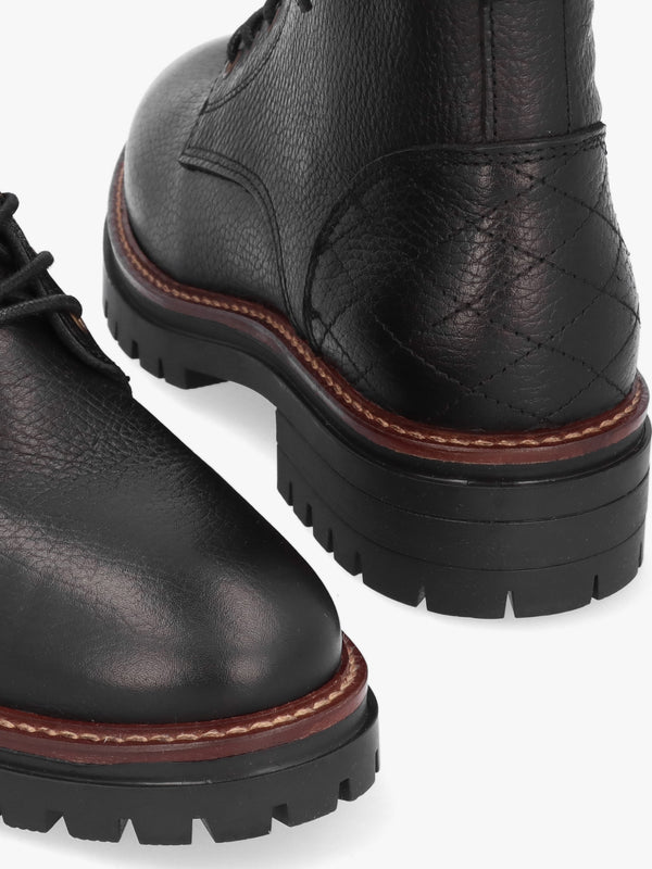 Heidi Black Pebbled Leather Camando Ankle Boots