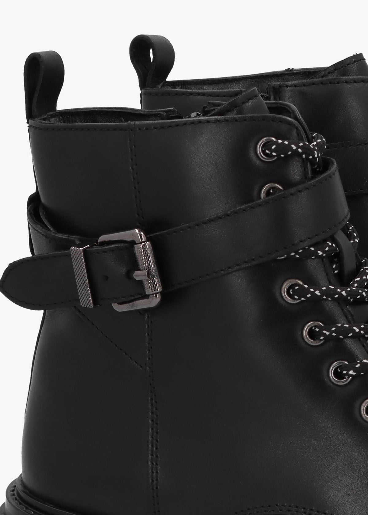 Omola Black Leather Buckle Ankle Boots