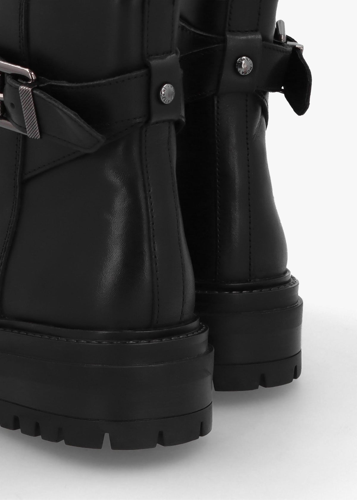 Omola Black Leather Buckle Ankle Boots